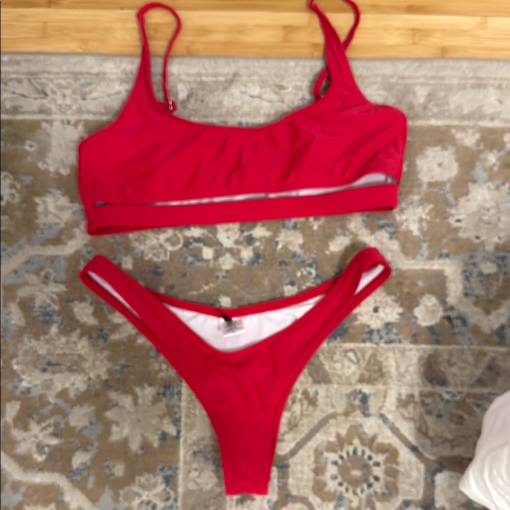 Fashion Nova Red Sporty Bikini Set